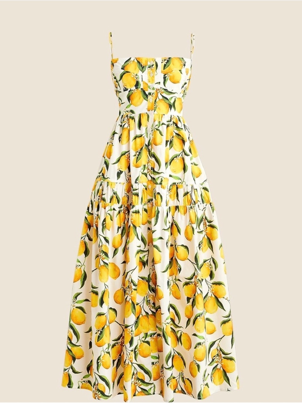 NWT JCrew Yellow Lemon Print Spaghetti Strap Dress 20